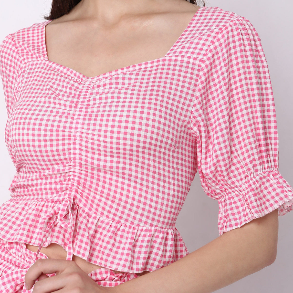 Women Wearing Regular Fit Checkered Top