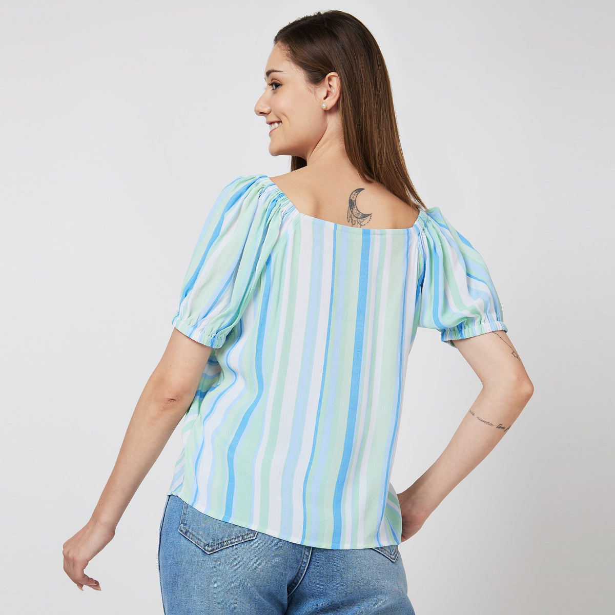 Women Wearing Regular Fit Striped Top