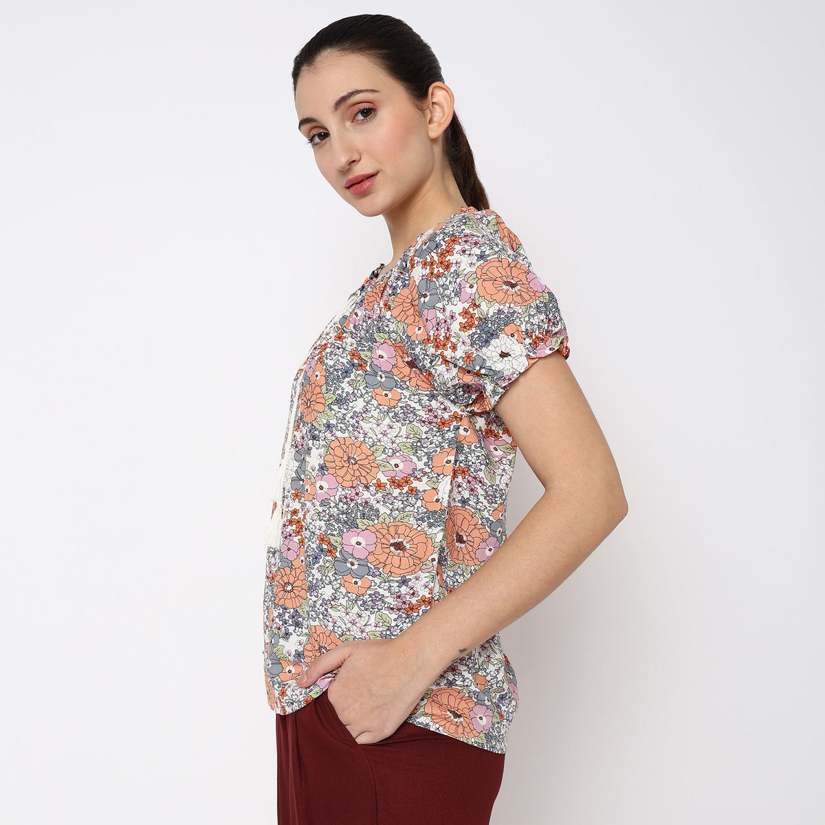 Women Wearing Regular Fit Floral Top