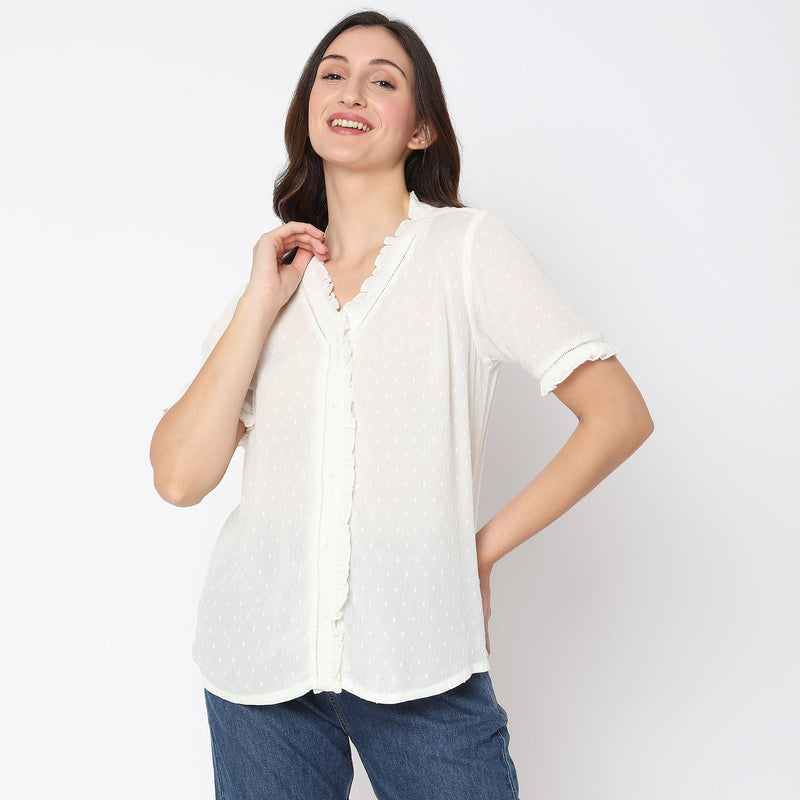 Women Wearing Regular Fit Solid Top