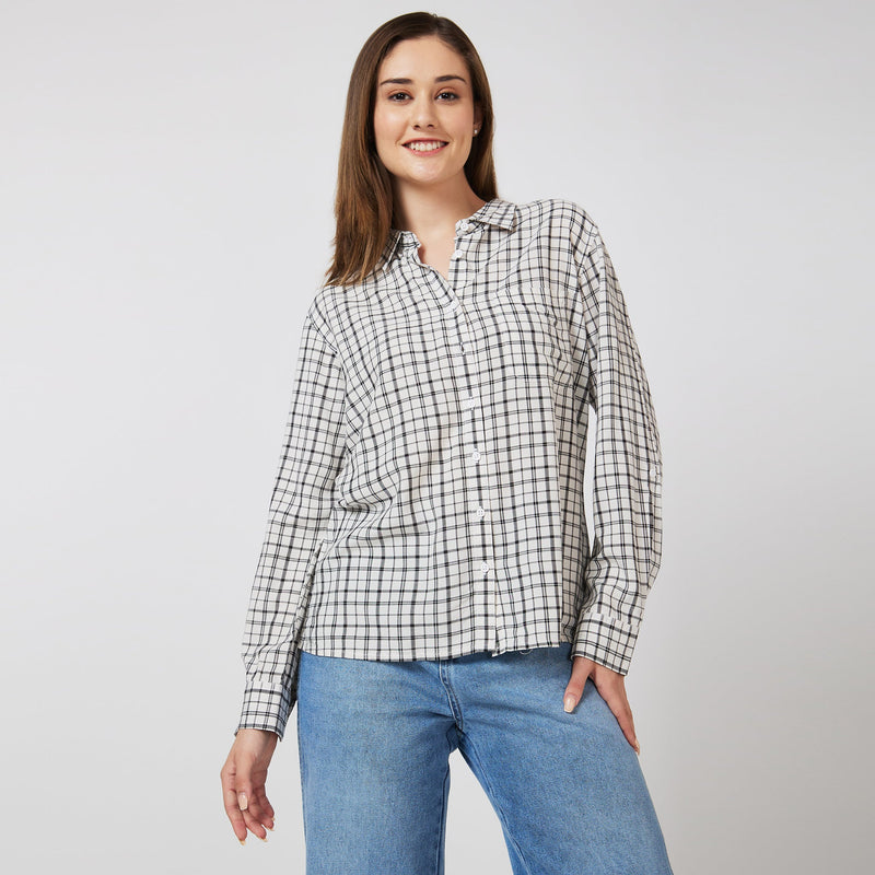 Women Wearing Regular Fit Checkered Shirt