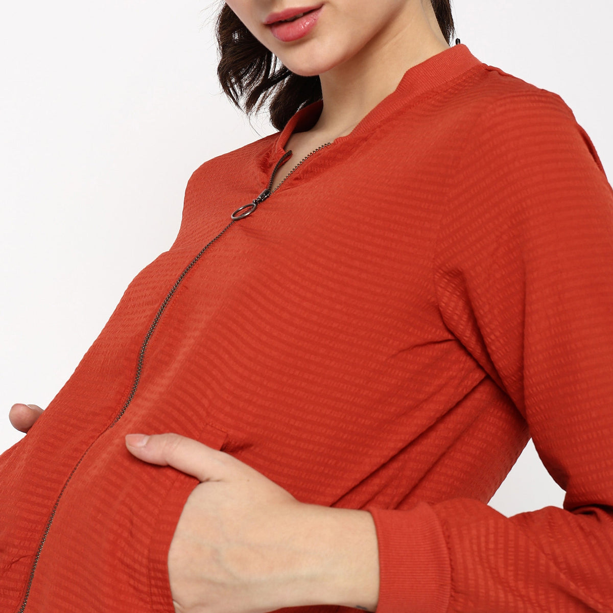 Women Wearing Regular Fit Solid Jacket