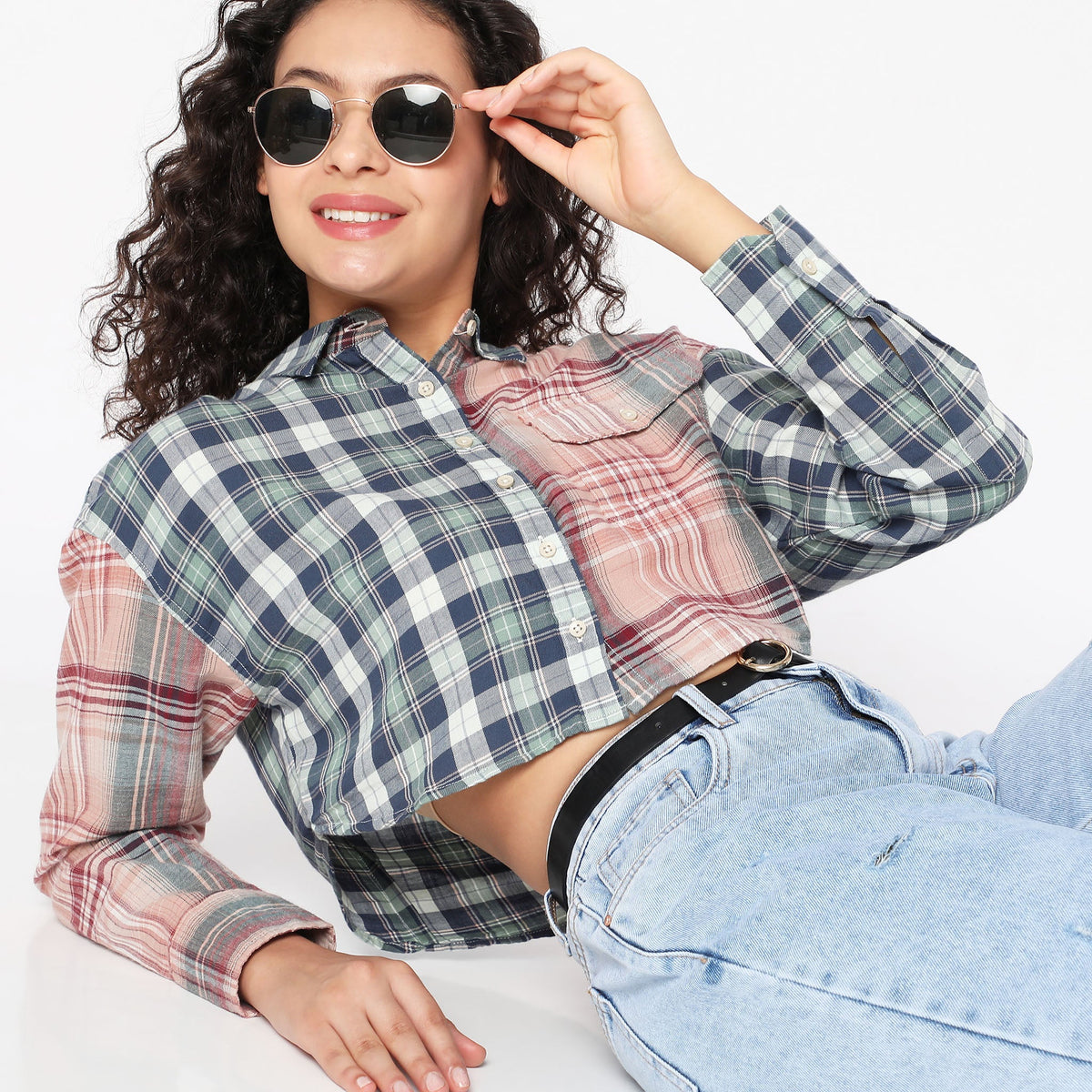 Women Wearing Regular Fit Checkered Top