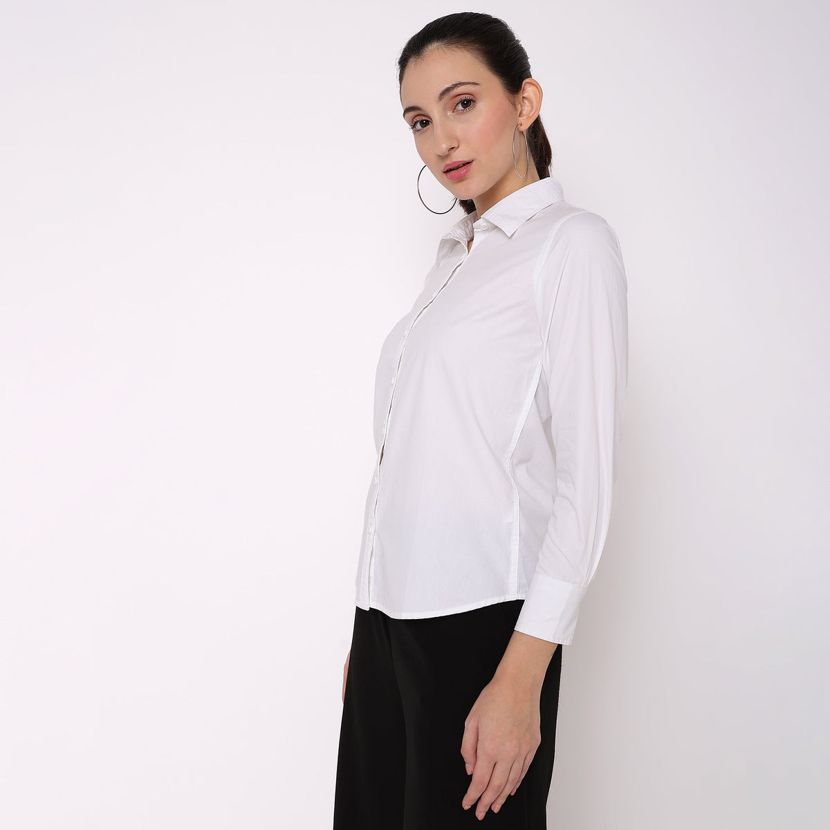 Women Wearing Regular Fit Solid Shirt