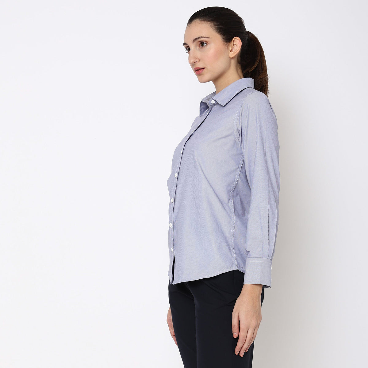 Women Wearing Regular Fit Solid Shirt