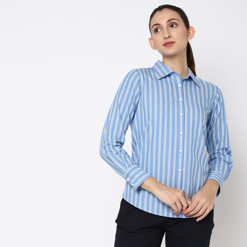 Women Wearing Regular Fit Striped Shirt