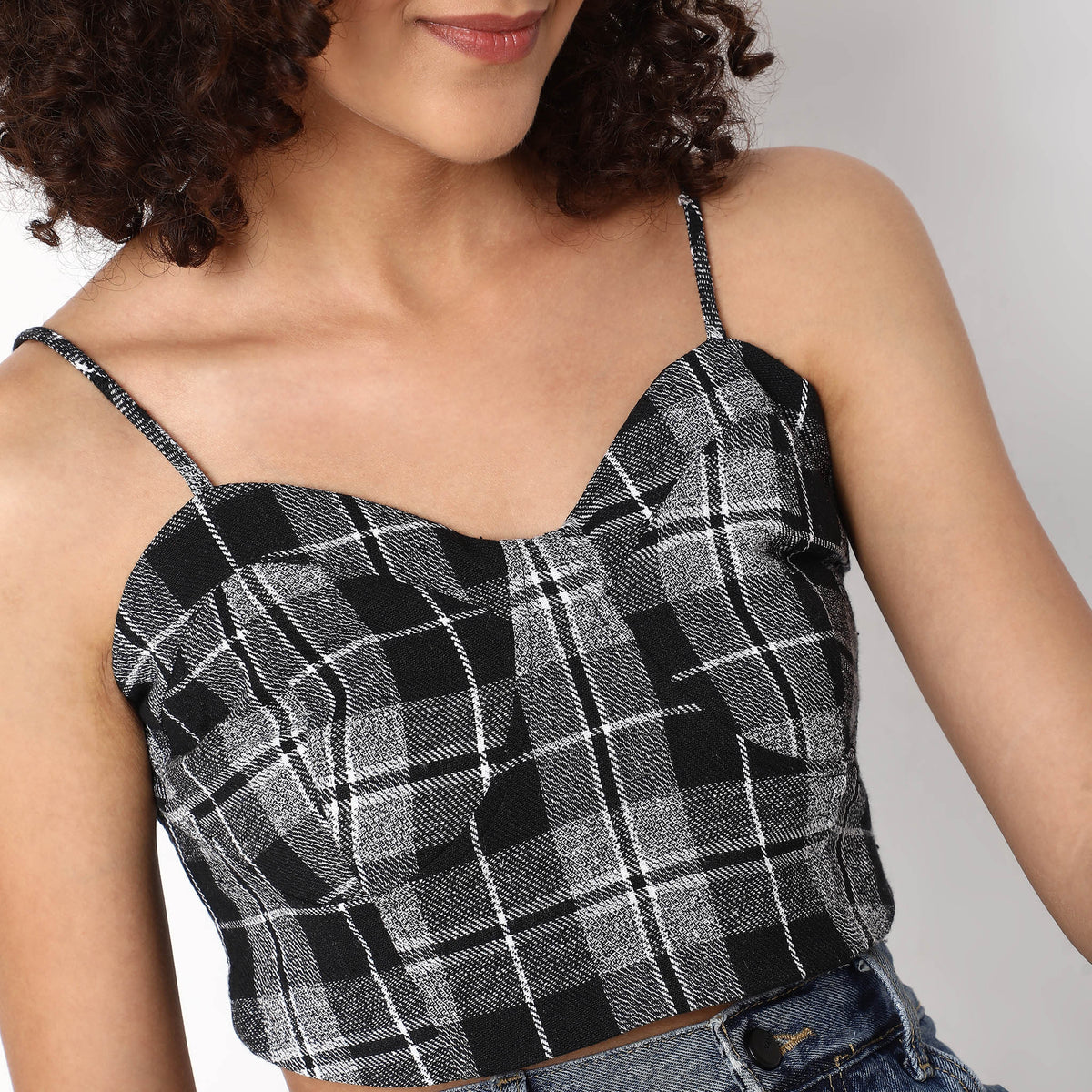 Regular Fit Checkered Top