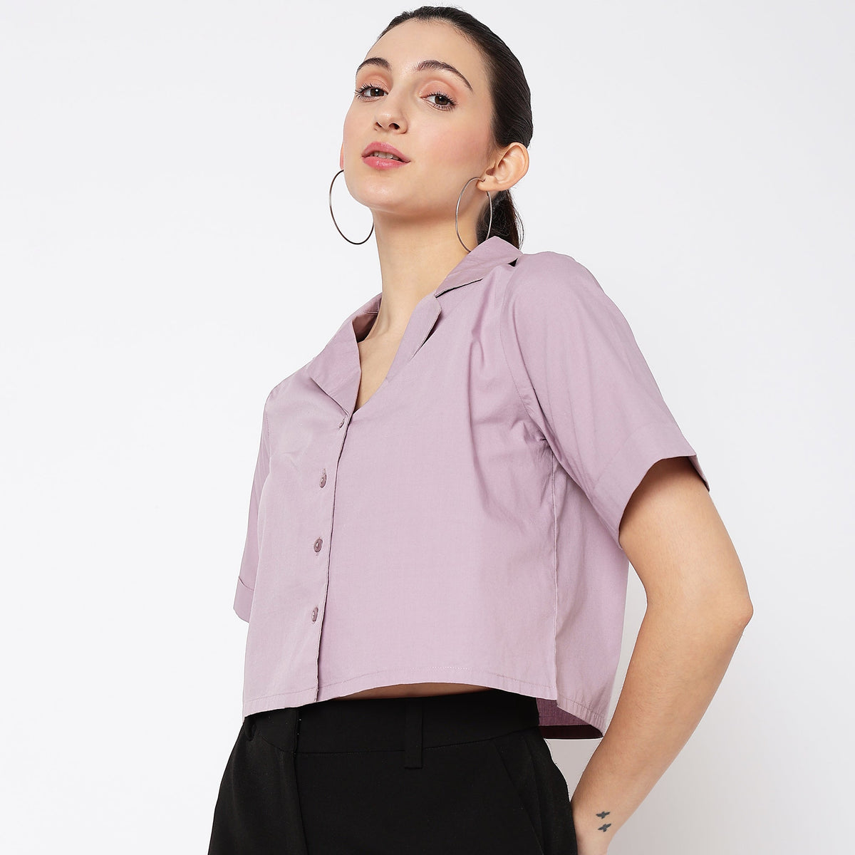 Women Wearing Regular Fit Solid Top