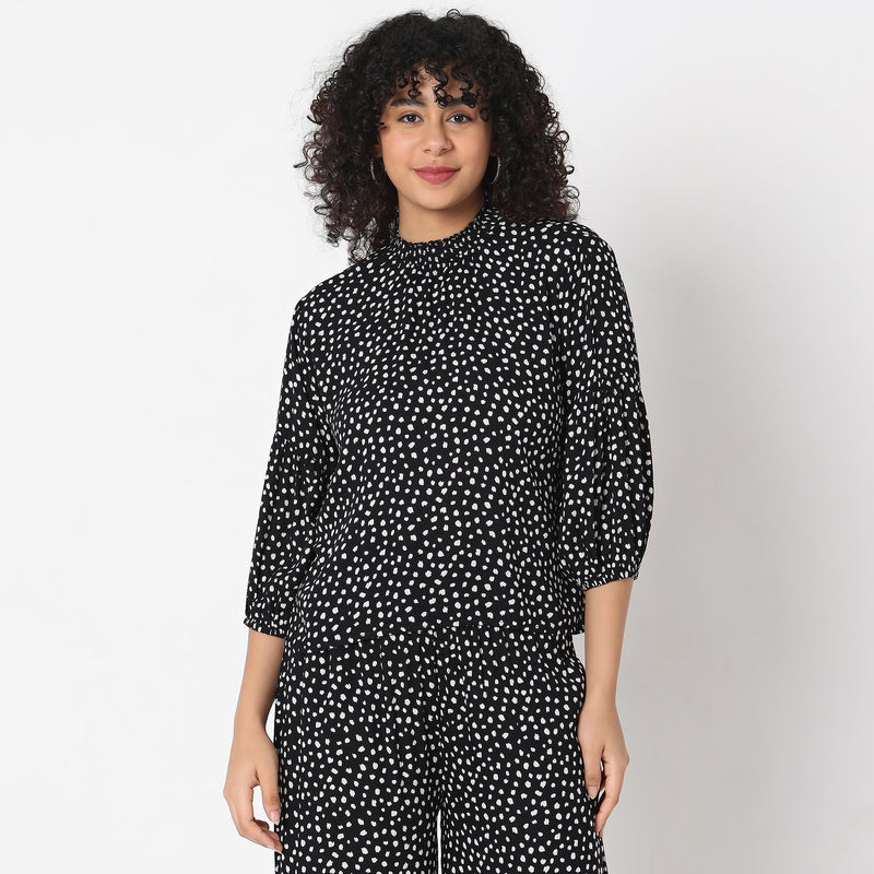 Regular Fit Polka Dot Top