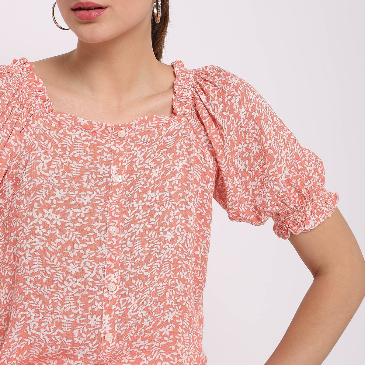 Women Wearing Regular Fit Printed Top