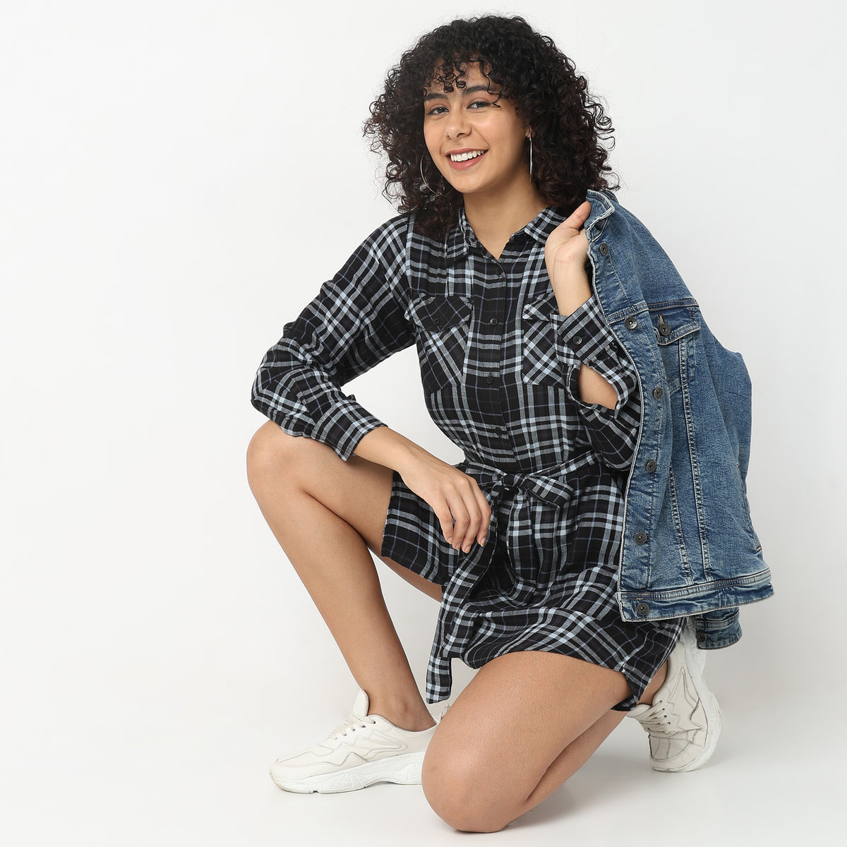 Regular Fit Checkered Dress