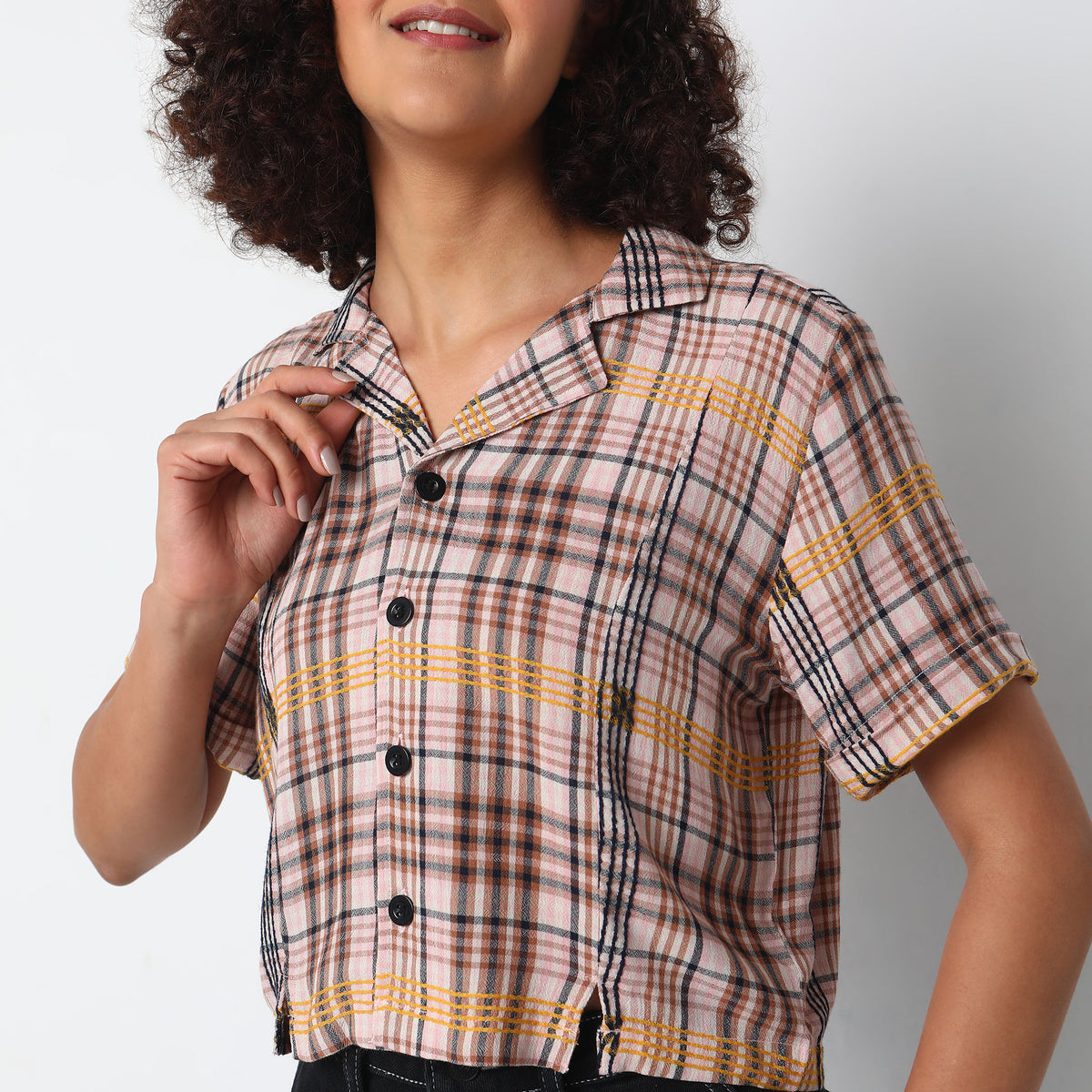 Regular Fit Checkered Top