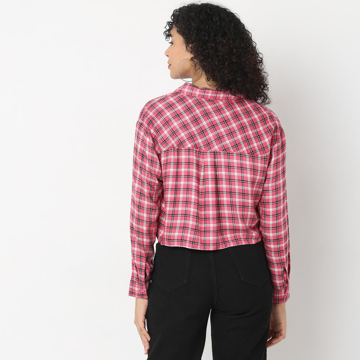 Comfort Fit Checkered Top