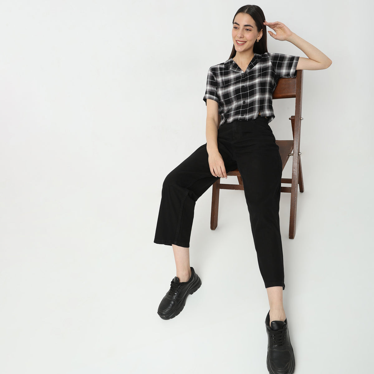 Regular Fit Checkered Top