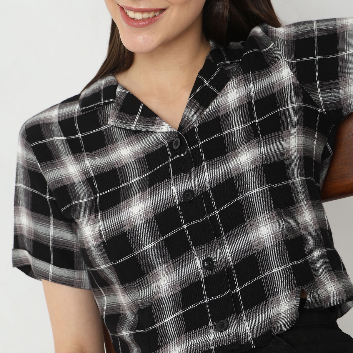 Regular Fit Checkered Top