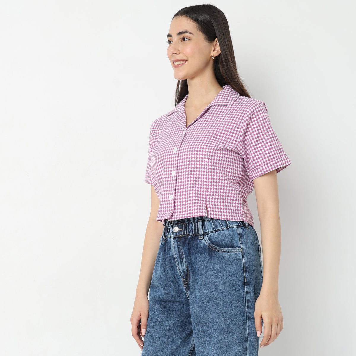 Regular Fit Checkered Top