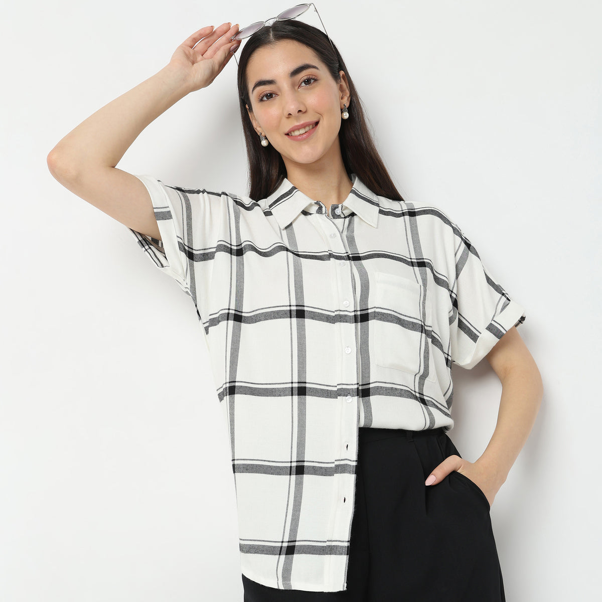 Regular Fit Checkered Top