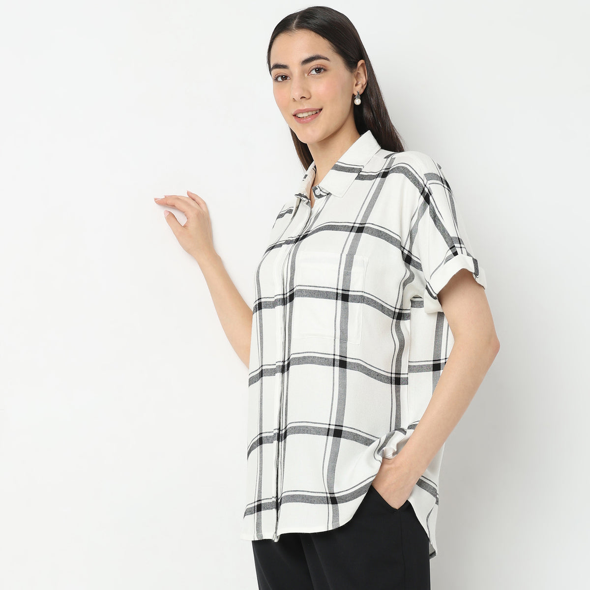 Regular Fit Checkered Top