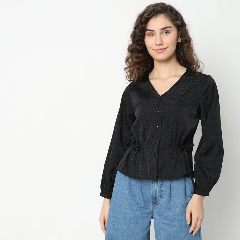 Regular Fit Jacquard Top