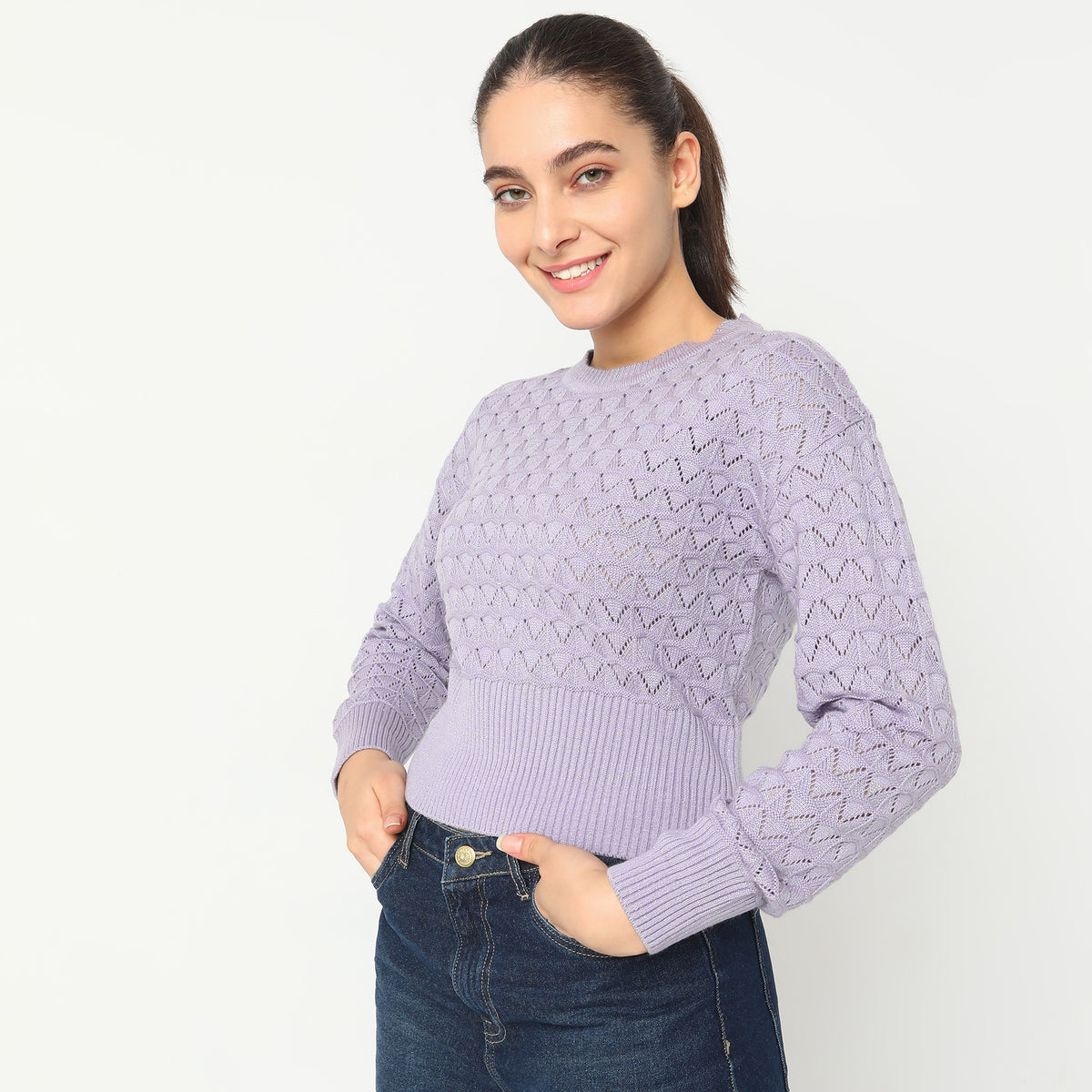 Regular Fit Solid Sweater