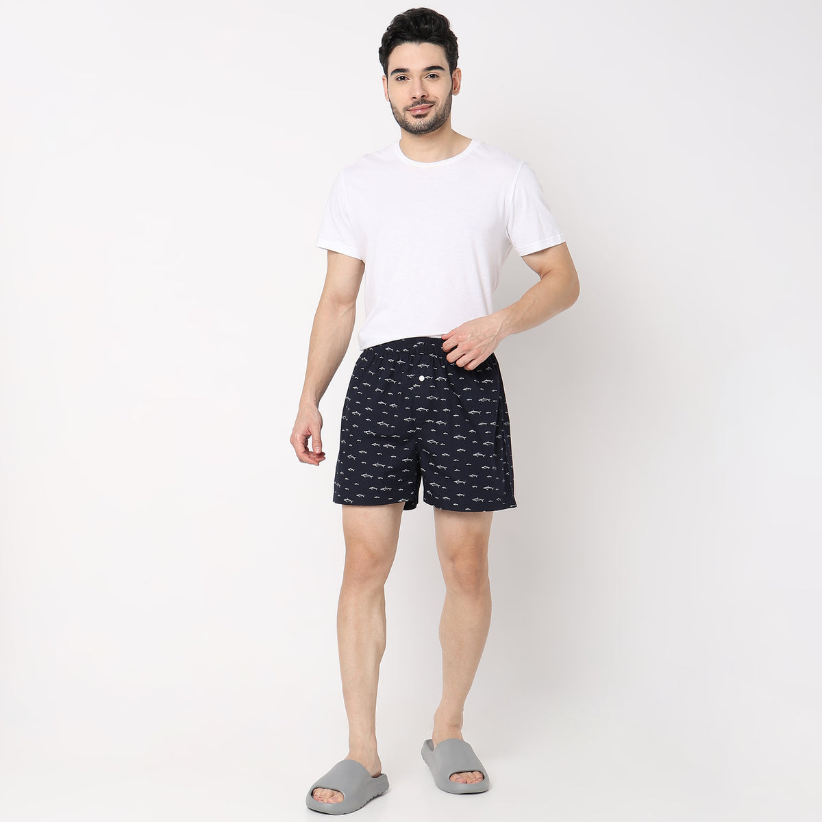 Regular Fit Printed Mid Rise Shorts