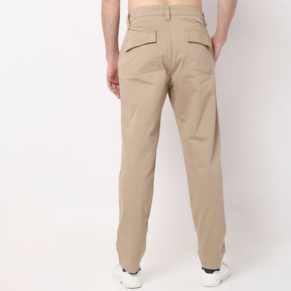 Regular Fit Solid Mid Rise Cargos