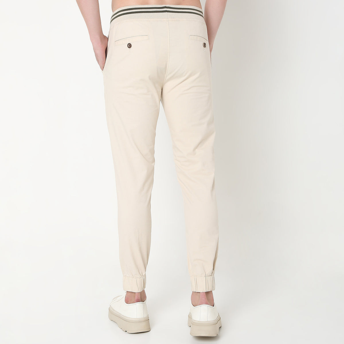 Regular Fit Solid Mid Rise Joggers