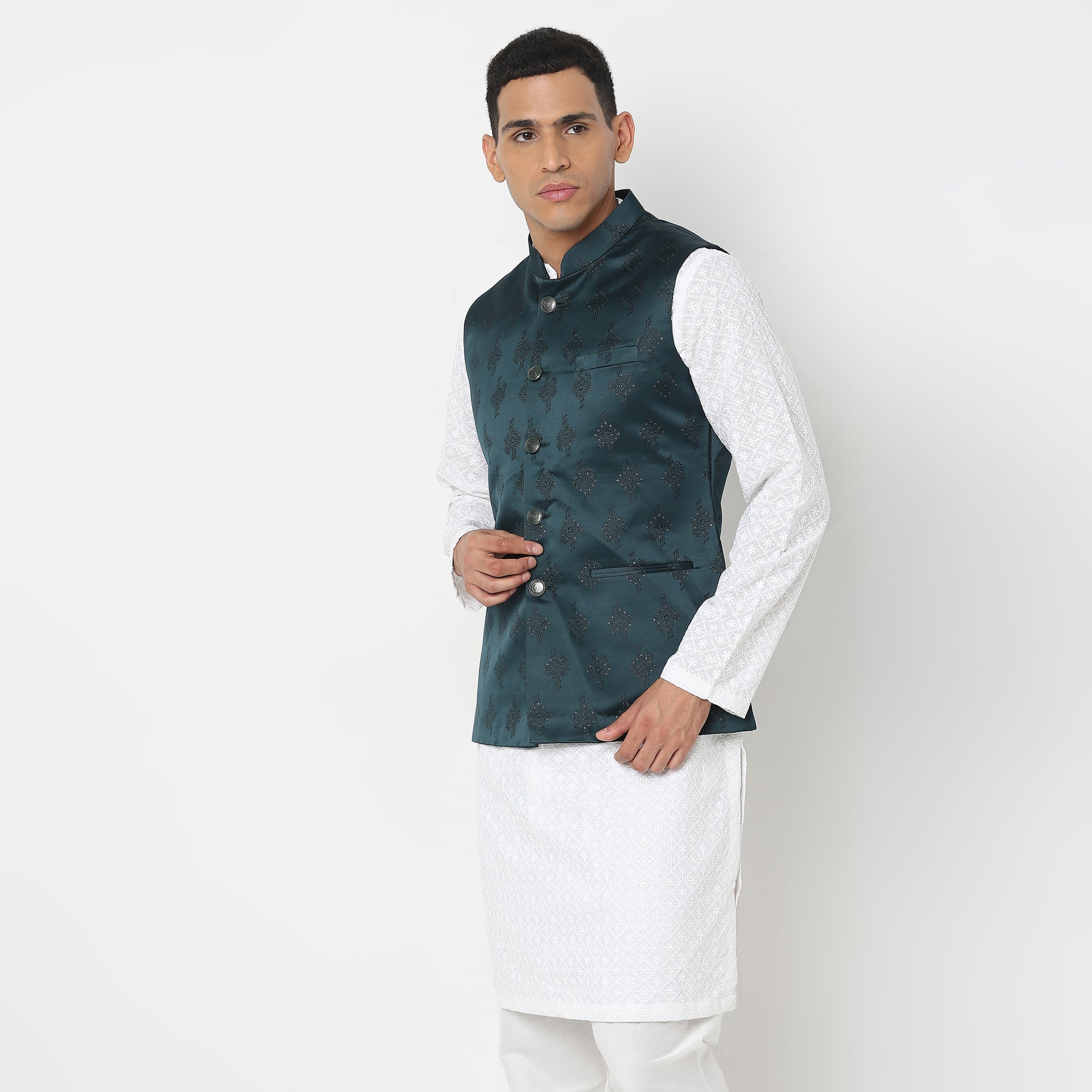Regular Fit Jacquard Ethnic Jacket