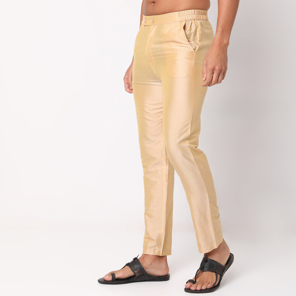 Regular Fit Solid Mid Rise Ethnic Pants