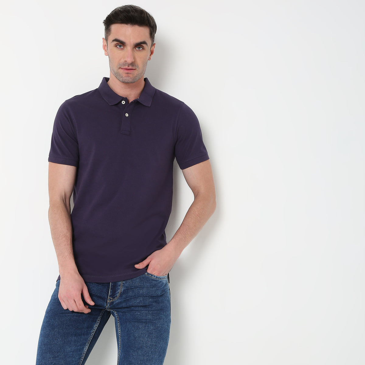 Regular Fit Solid Polo T-shirt