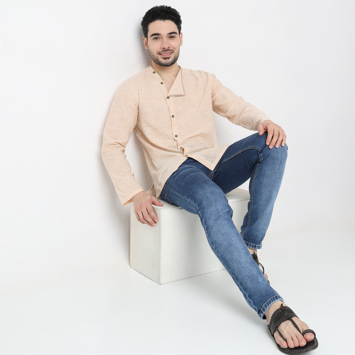 Regular Fit Solid Short Kurta