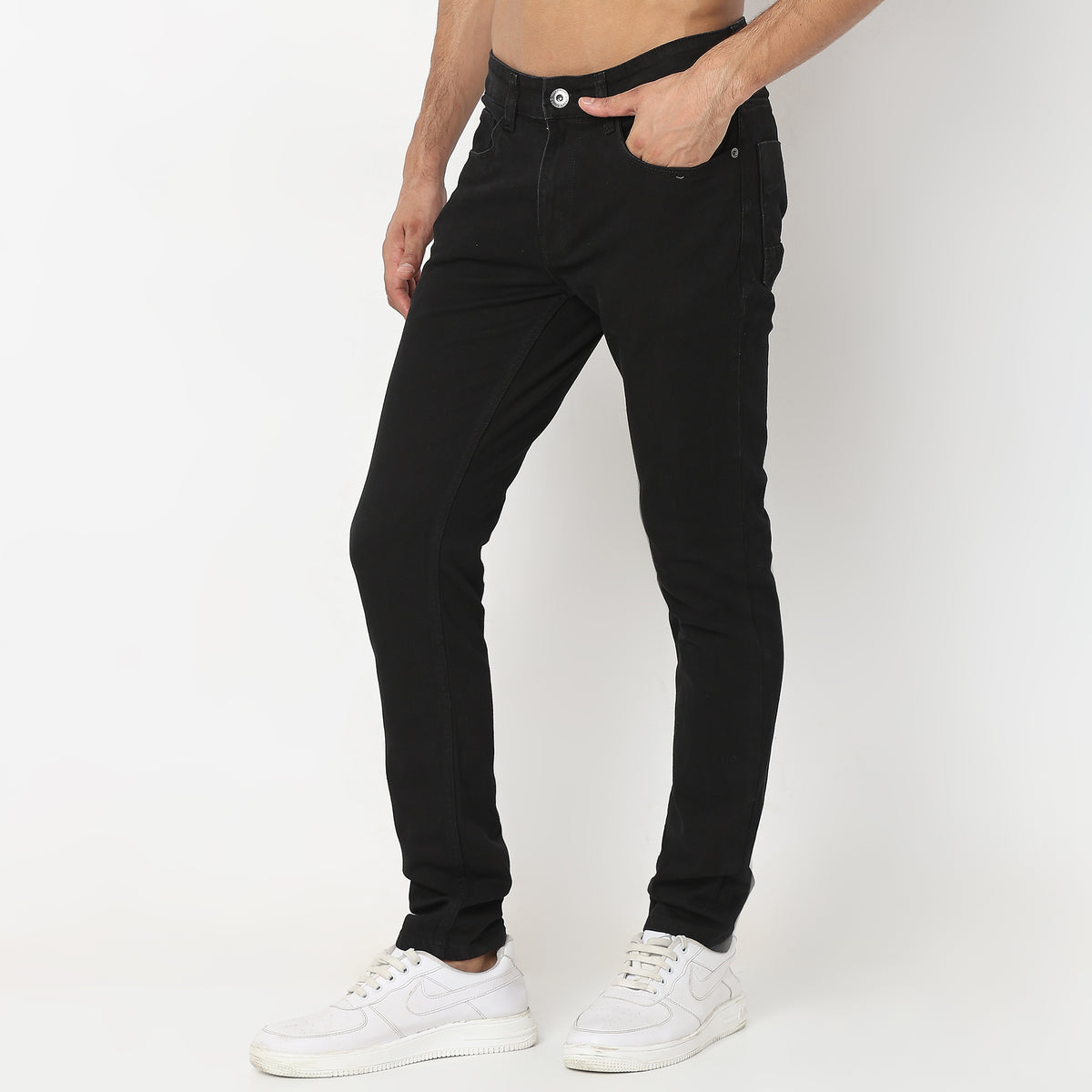 Skinny Comfort Solid Mid Rise Jeans