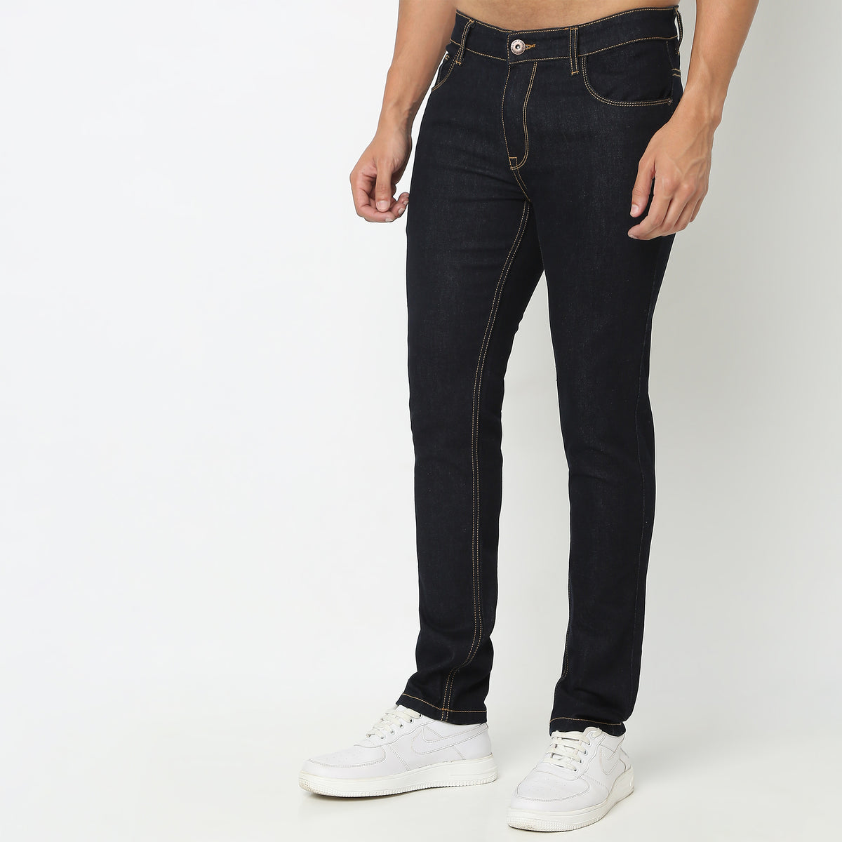 Skinny Comfort Solid Mid Rise Jeans