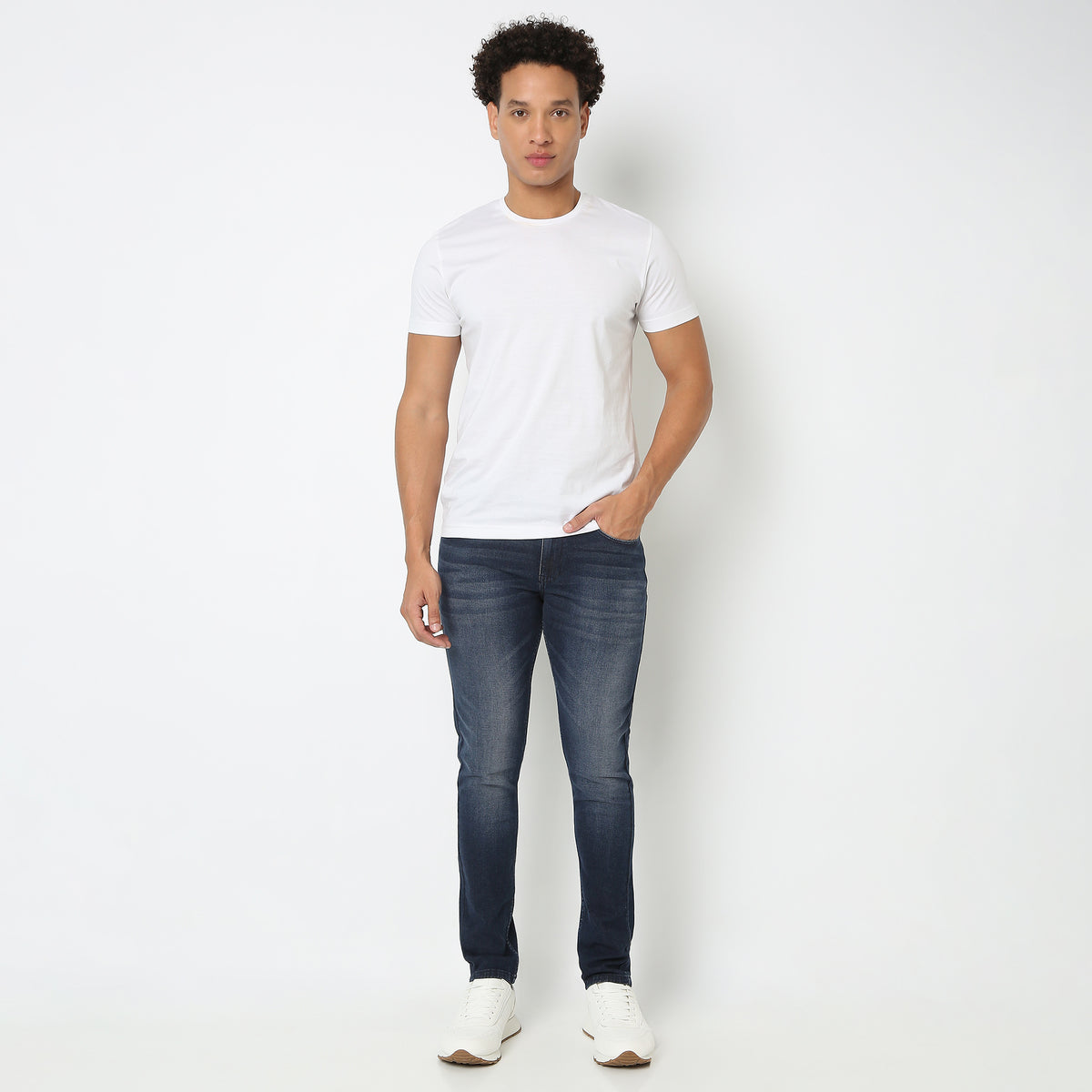 Skinny Comfort Solid Mid Rise Jeans