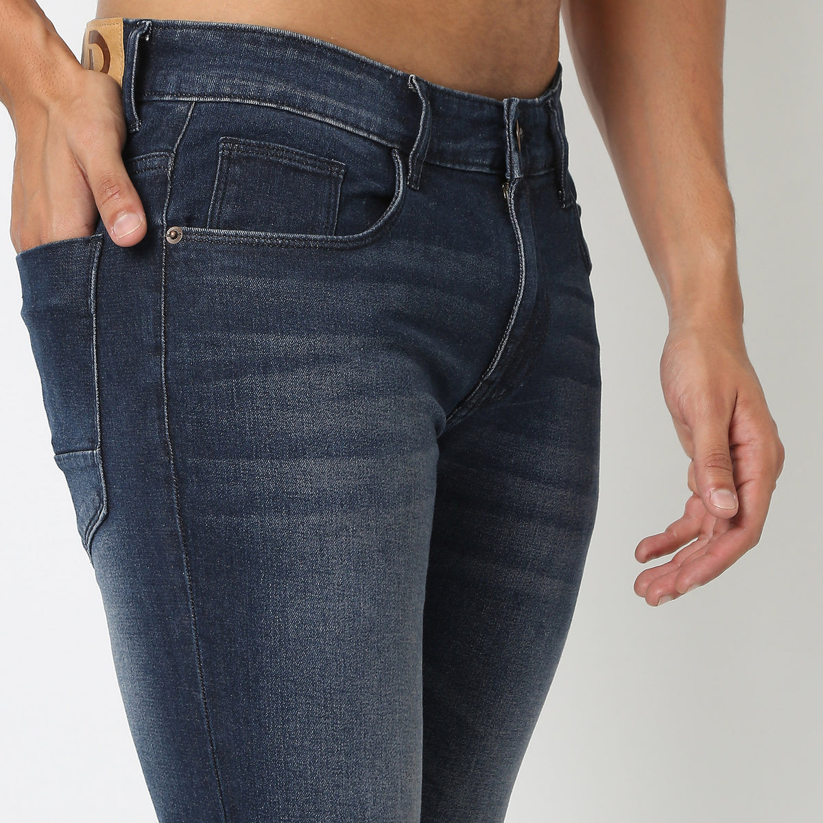 Skinny Comfort Solid Mid Rise Jeans