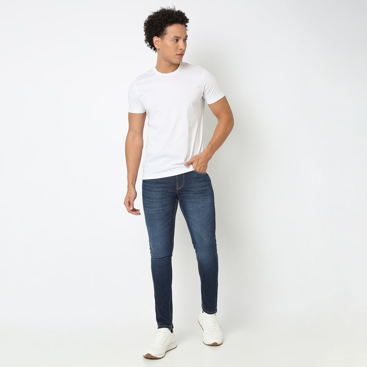 Skinny Comfort Solid Mid Rise Jeans