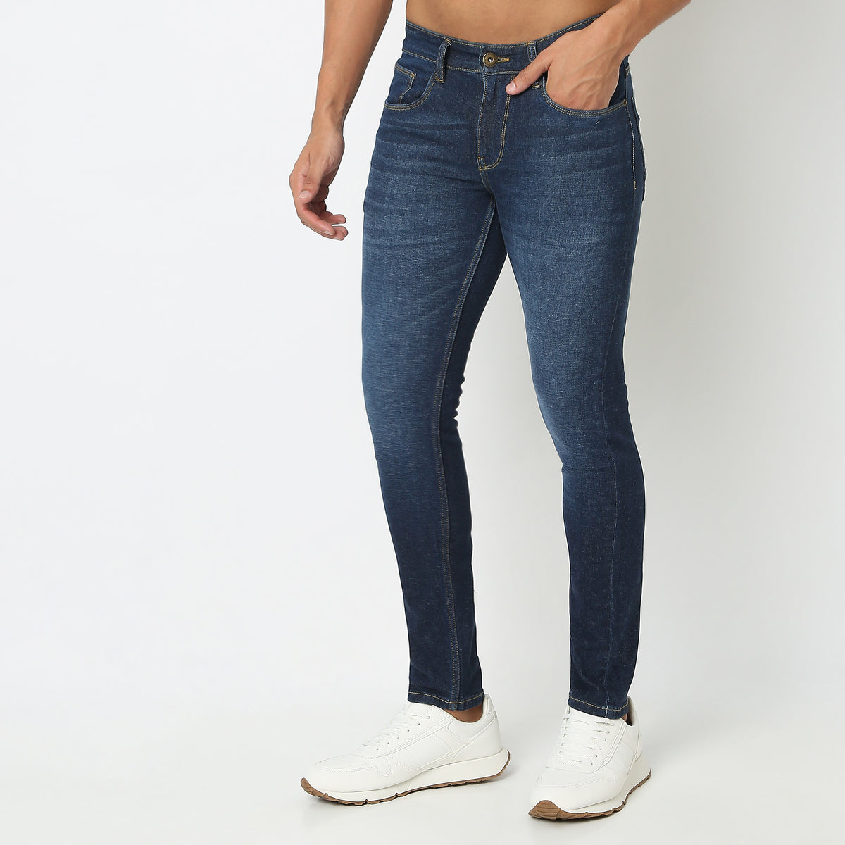 Skinny Comfort Solid Mid Rise Jeans