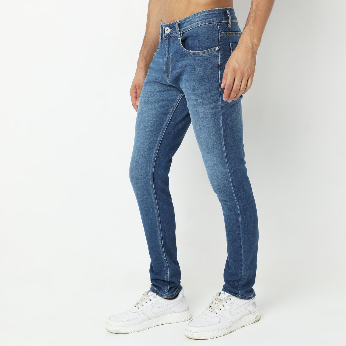 Skinny Comfort Solid Mid Rise Jeans