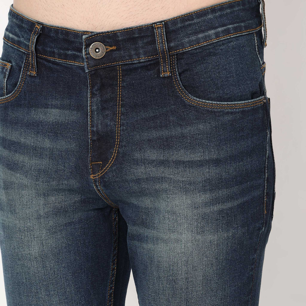 Skinny Fit Solid Mid Rise Jeans