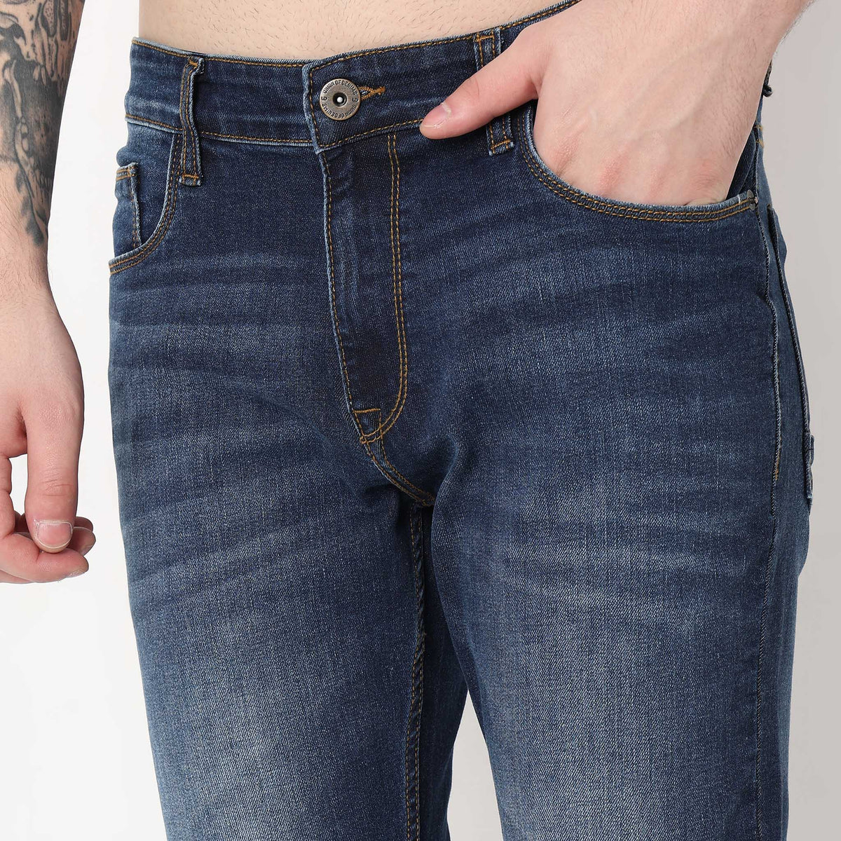 Skinny Fit Solid Mid Rise Jeans