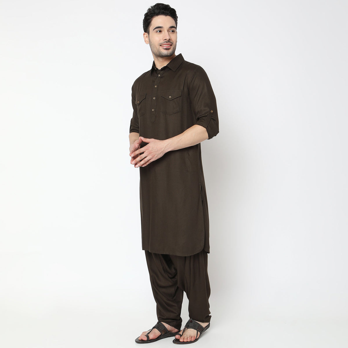 Men Wearing Regular Fit Solid Ethnic Set