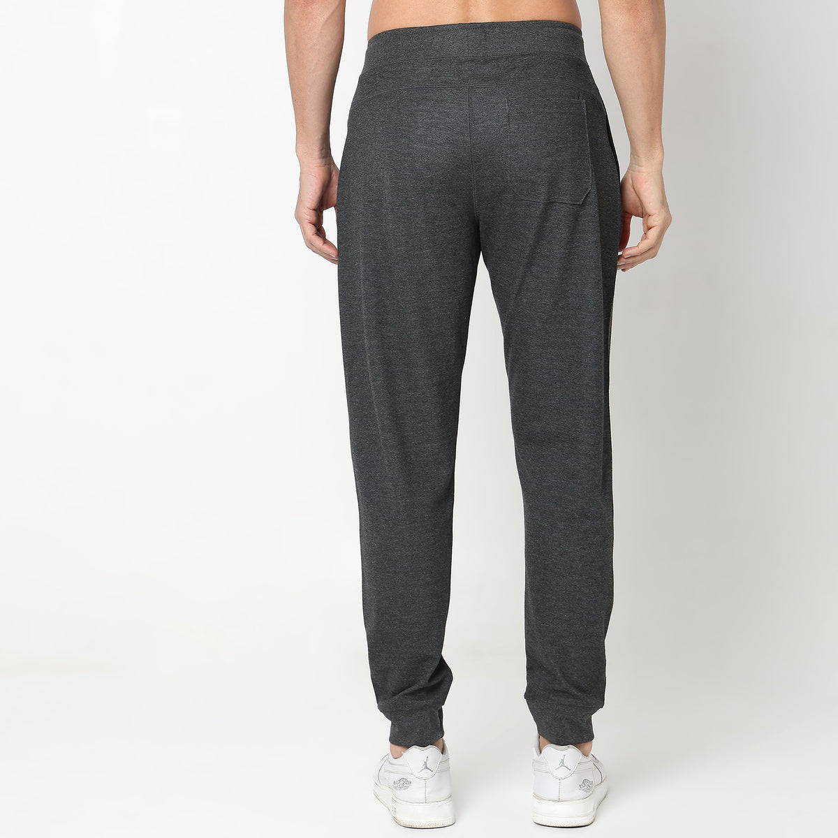 Regular Fit Solid Mid Rise Trackpants