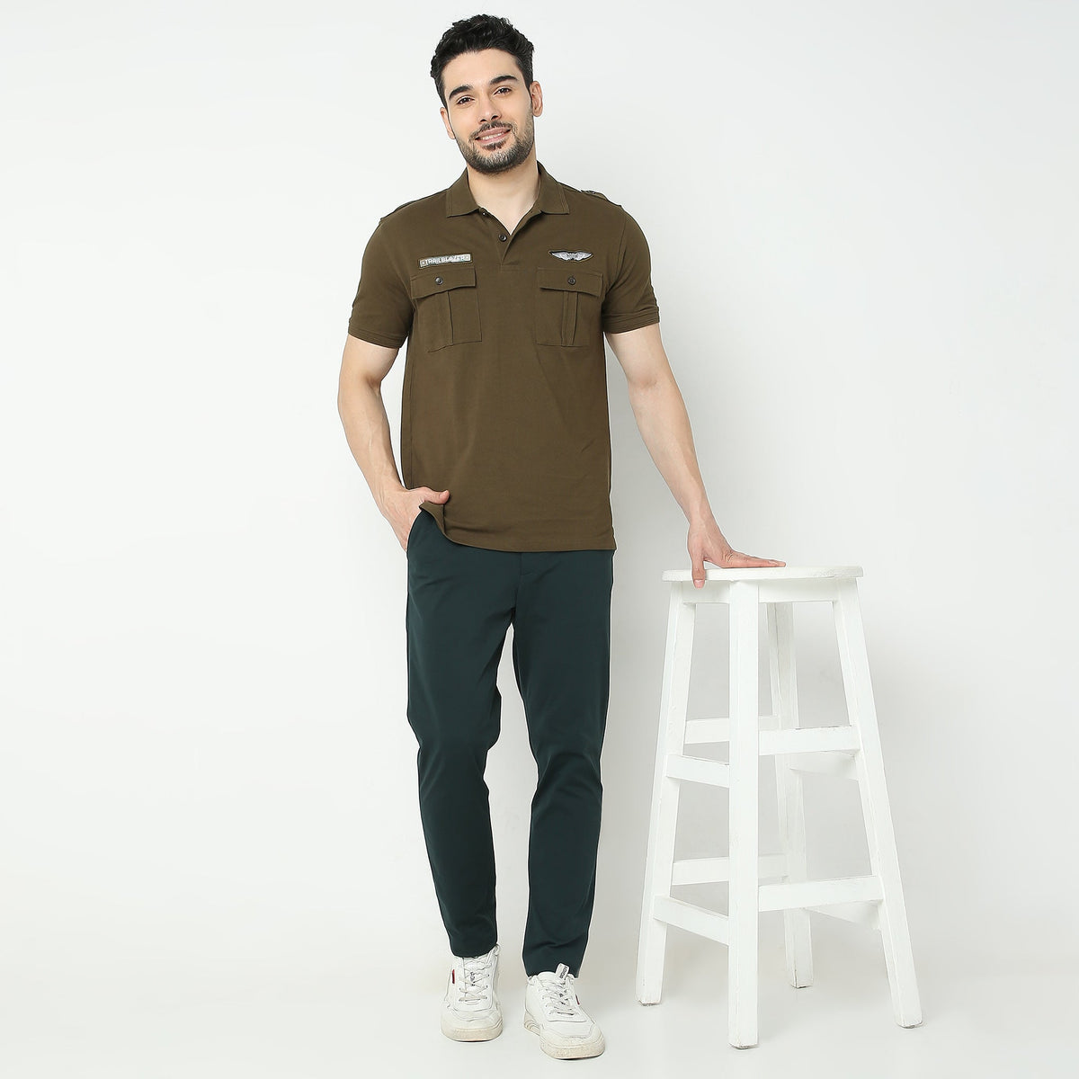 Regular Fit Solid Chinos