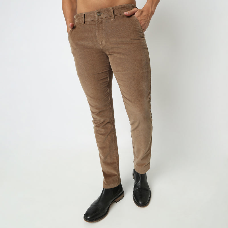 Regular Fit Solid Mid Rise Chinos