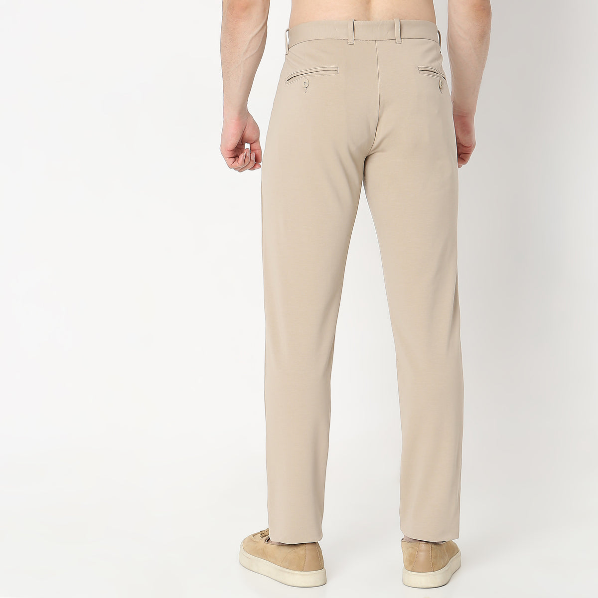 Regular Fit Solid Mid Rise Chinos