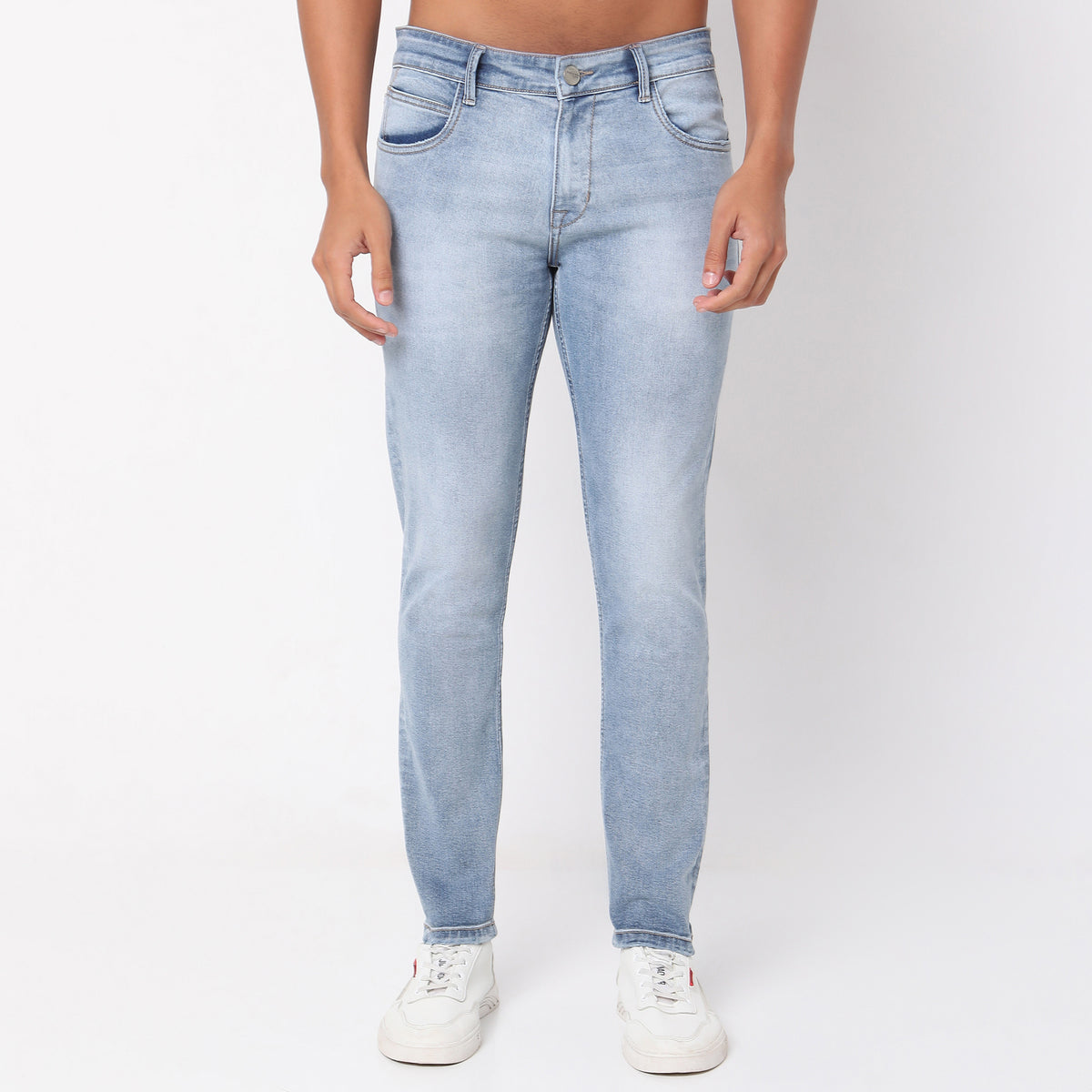 Skinny Comfort Solid Mid Rise Jeans