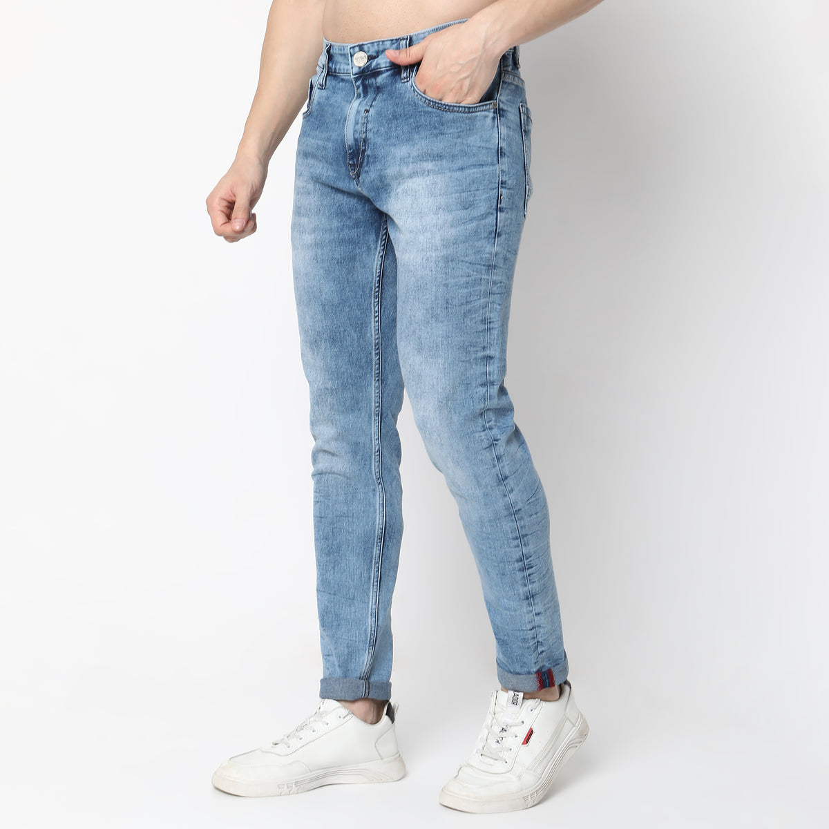 Skinny Comfort Solid Mid Rise Jeans