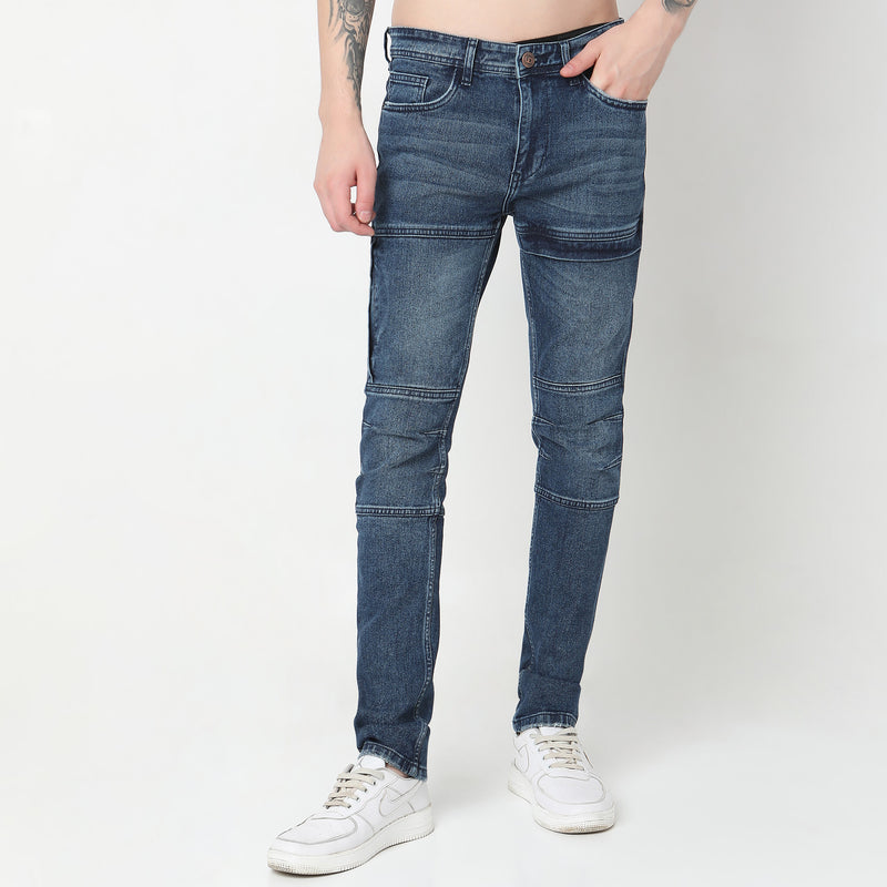 Slim Fit Solid Mid Rise Jeans