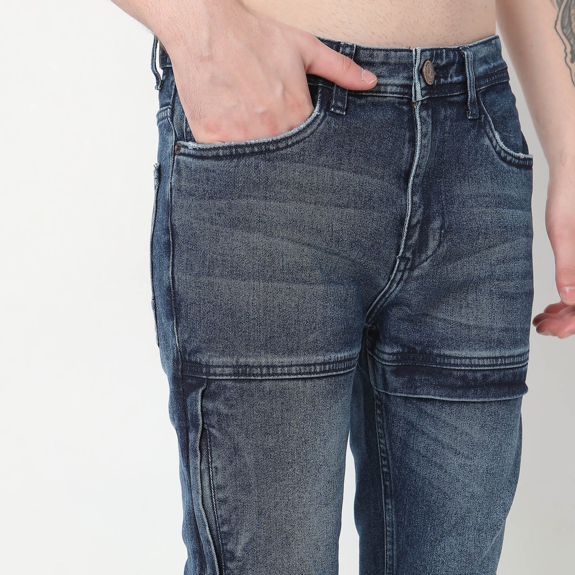 Slim Fit Solid Mid Rise Jeans