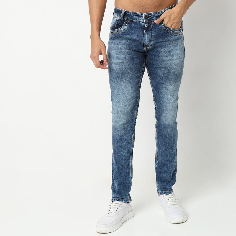 Slim Fit Solid Mid Rise Jeans